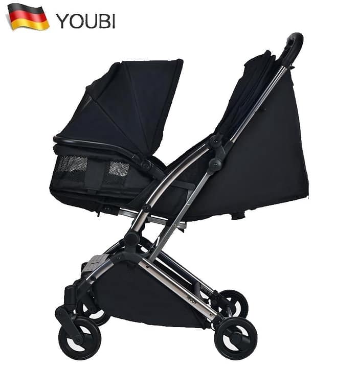 Youbi Toddler German Travel Light Stroller-Black with New Born Attachment